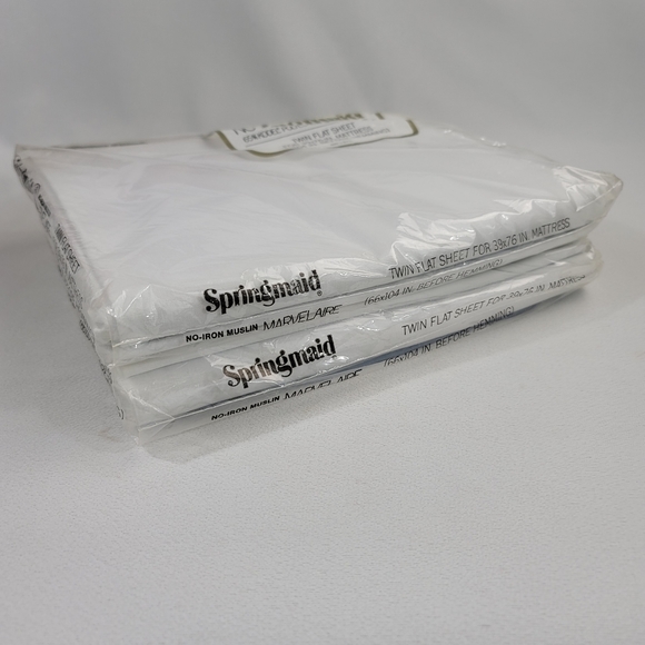 (2) Vtg No-Iron Muslin Twin Flat Sheet By Springmaid - Marvelaire - Picture 6 of 10